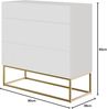Selsey Kommode Schrank Aufbewahrungsschrank 90 cm Mit 3 Schubladen Weiß Goldene Beine Veldio Bild 3