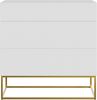 Selsey Kommode Schrank Aufbewahrungsschrank 90 cm Mit 3 Schubladen Weiß Goldene Beine Veldio Bild 5