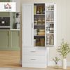 HOMCOM Küchenbuffet verstellbare Regale, 2 Schublade (Hochschrank, 1-St, Buffetschrank) für Küche, Esszimmer, Weiß Bild 2