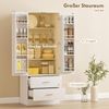 HOMCOM Küchenbuffet verstellbare Regale, 2 Schublade (Hochschrank, 1-St, Buffetschrank) für Küche, Esszimmer, Weiß Bild 4