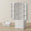 HOMCOM Küchenbuffet verstellbare Regale, 2 Schublade (Hochschrank, 1-St, Buffetschrank) für Küche, Esszimmer, Weiß Bild 3