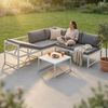 Sitzgruppe Weiß Aluminium Lounge Ecksofa mit Liegefunktion wetterfest Garten Tisch Outdoor-Möbel Bild 4