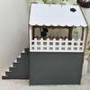 Jungengel Tierhaus Zweistöckiges Katzenhaus aus MDF – Anthrazit & Weiß – in XL, XXL, 3XL, Werkzeugloser Aufbau, Doppelgeschossig, Treppe, Balkon, Katzenöffnung Bild 5