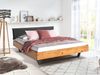 Möbel-Eins CURBY Kufenbett mit Polster-Kopfteil, Material Massivholz, rustikale Altholzoptik, Fichte, Kufen schwarz natur 90x220 cm Stoff Anthrazit ohne Steppung Bild 2