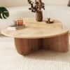 Vente-unique - ALOEVA Couchtisch Holz, Platte Beige - B 60 cm x H 30 cm x L 90 cm Bild 2