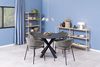 AC Design Furniture Anna Esszimmerstühle 2er Set, Weiche Esszimmerstühle mit Chenille Effekt, Küchenstühle, Lounge Esszimmerstühle mit Armlehnen, Dunkelgraue Polsterstühle mit Schwarzen Metallbeinen Bild 2