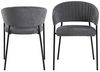 AC Design Furniture Anna Esszimmerstühle 2er Set, Weiche Esszimmerstühle mit Chenille Effekt, Küchenstühle, Lounge Esszimmerstühle mit Armlehnen, Dunkelgraue Polsterstühle mit Schwarzen Metallbeinen Bild 4