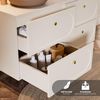 Lomadox Badmöbel-Set DESENZANO-56, (Spar-Set, 3-St, Hochschrank LED-Spiegel Waschtisch), mit 60cm Waschtisch mit Aufsatzbecken und LED-Spiegel, beige Bild 3