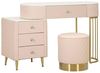 Dmora - Frisiertisch Taquari, Schminktisch, Schminkstation, Konsolentisch, 120x40 h75 cm, Rosa und Gold Bild 2