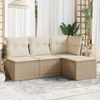 vidaXL 4-tlg. Garten-Sofagarnitur mit Kissen Beige Poly Rattan 3249337 Bild 2