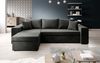 Designer Sofa Denver mit Schlaf- und Klappfunktion Samt Schwarz Links Bild 2