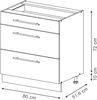Küchenunterschrank Fame-Line Dunkelblau Hochglanz 80 cm mit 3 Schubladen, ohne Arbeitsplatte Vicco Bild 2