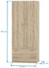Muebles Pitarch | Schlafzimmerschrank 2 Türen 2 Schubladen, Cambrian-Eiche, 180 x 74 x 50 cm (Höhe x Breite x Tiefe), Modernes Beistellmöbel, Tibet Kollektion Bild 3