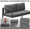 Melko Sitzgruppe 5-teiliges Gartenmöbel-Set aus Aluminium mit Tisch, Hocker und Kissen, (Sitzgruppen-Set, 5-tlg, 2 Sofa-Elementen, 1 Tisch, 1 Beistelltisch, 1 Hocker sowie Auflagen), Flexible Eck-Sitzgruppe mit Aluminiumgestell mit Teslin-Sitzflächen Bild 4