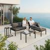 Melko Sitzgruppe 5-teiliges Gartenmöbel-Set aus Aluminium mit Tisch, Hocker und Kissen, (Sitzgruppen-Set, 5-tlg, 2 Sofa-Elementen, 1 Tisch, 1 Beistelltisch, 1 Hocker sowie Auflagen), Flexible Eck-Sitzgruppe mit Aluminiumgestell mit Teslin-Sitzflächen Bild 2