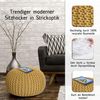casamia Pouf Ø 55 o. 45 cm Sitzpouf Strickhocker Sitzpouf Bodenkissen nachhaltig Grobstrick Optik Größe ø 45 cm, Farbe gelb Bild 2