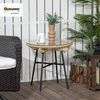 Outsunny Gartentisch Kaffeetisch mit Glastischplatte (Ratten Beistelltisch, 1-St, Runder Gartentisch), Beige, Ø50 x 50 cm Bild 2