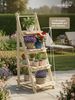 holz4home® Pflanzentreppe Pflanzleiter mit 4 Ablagen I Blumentreppe aus Tannenholz, Klappbar Bild 4