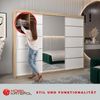 Schwebetürenschrank Verona 2-250cm mit Spiegel Kleiderschrank mit Kleiderstange und Einlegeboden Schlafzimmer- Wohnzimmerschrank Schiebetüren Modern Design (Sonoma + Weiß) Bild 4