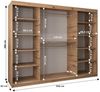 Schwebetürenschrank Verona 2-250cm mit Spiegel Kleiderschrank mit Kleiderstange und Einlegeboden Schlafzimmer- Wohnzimmerschrank Schiebetüren Modern Design (Sonoma + Weiß) Bild 3