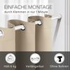 tinycurtains Türvorhang mit Stange weiß 55-90 cm ohne Bohren, Thermo Vorhang Tür, Ösen, abdunkelnd, Polyester, beige Driftwood, Türgardine mit Klemmstange Raumtrenner verdunkelnd Bild 2