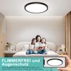 LED Deckenleuchte Flach Rund Deckenlampe - 18W Weiß Wohnzimmerlampe 4000K 1600LM IP44 Modern, Led Deckenlampe Schwarz Schlafzimmer Lampe Badlampe Decke für Keller Flur Küchen Balkon Treppe Ultra Dünn Bild 3