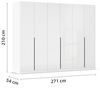 Rauch Möbel Alabama, Kleiderschrank, Garderobe, 6-türig, Zubehör Premium, 3 Kleiderstangen, 6 Einlegeböden, Schubladeneinsatz, Farbe Hochglanz Weiß/Weiß, Griff Grau metallic, 271 x 210 x 54 cm Bild 3