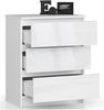 Kommode K60 mit 3 Schubladen | für das Wohnzimmer Schlafzimmer Schrank Büro Arbeitszimmer | Modernes Funktionales Design | B60 x H77 x T40 cm, Gewicht 25 kgWeiß/Weiß Glänzend Bild 5