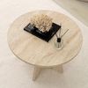 Elegant Coffee Table, 60 cm Diameter, 40 cm Height | 100% Melamine Coated Particle Board, 18 mm Thick | Stylish Travertine Marble Finish for Modern Living Spaces Bild 4