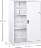 HOMCOM Aktenschrank, Büroschrank mit Türen, großer Bürocontainer mit 3 Regal und 2 Fächern, Aufbewahrungsschrank, E1 Spanplatte, Weiß, 80 x 40 x 120 cm Bild 3