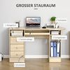 HOMCOM Computertisch Schreibtisch Bürotisch Home Office Arbeitstisch mit Ablagen Schubladen Natur 125 x 60 x 74 cm Bild 5