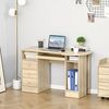 HOMCOM Computertisch Schreibtisch Bürotisch Home Office Arbeitstisch mit Ablagen Schubladen Natur 125 x 60 x 74 cm Bild 2