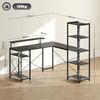 HOMCOM Computertisch L-förmig, 137 x 140 x 139,5 cm, mit 6 Ablagen, Monitorständer (Bürotisch, 1-St, Eckschreibtisch), mit Monitorständer, USB, Steckdose, für Homeoffice, Büro, Schwarz Bild 3