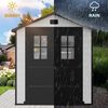 YITAHOME Kunststoff Gartenhaus 6x4.4 Fuß mit Boden, Wetterfester Aufbewahrungsschuppen mit verschließbaren Türen, Fenstern & Belüftung für Gartenwerkzeuge, Fahrräder, 183 x 135 x 208 cm, Grau Schwarz Bild 3