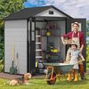 YITAHOME Kunststoff Gartenhaus 6x4.4 Fuß mit Boden, Wetterfester Aufbewahrungsschuppen mit verschließbaren Türen, Fenstern & Belüftung für Gartenwerkzeuge, Fahrräder, 183 x 135 x 208 cm, Grau Schwarz Bild 2