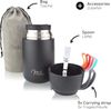 Milu® Thermobehälter für Essen 650ml, Edelstahl Warmhaltebehälter mit Löffel, Thermobecher Essen, Thermo Lunchbox für Kinder, Erwachsene, Thermobox Suppen, Babybrei, Speisebehälter Schwarz, 650ml Bild 5