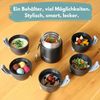 Milu® Thermobehälter für Essen 650ml, Edelstahl Warmhaltebehälter mit Löffel, Thermobecher Essen, Thermo Lunchbox für Kinder, Erwachsene, Thermobox Suppen, Babybrei, Speisebehälter Schwarz, 650ml Bild 2