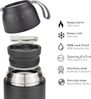 Milu® Thermobehälter für Essen 650ml, Edelstahl Warmhaltebehälter mit Löffel, Thermobecher Essen, Thermo Lunchbox für Kinder, Erwachsene, Thermobox Suppen, Babybrei, Speisebehälter Schwarz, 650ml Bild 4