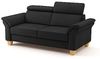 CAVADORE 3-Sitzer-Sofa Ammerland in Echtleder / Landhaus-Sofa mit Federkern + Kopfteilverstellung / 186 x 84 x 93 / Leder Schwarz Bild 4