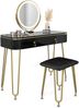 Schminktisch Grace Schwarz 100 cm mit LED Beleuchtung und Hocker Vicco Bild 4