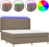 vidaXL Boxspringbett mit Matratze & LED Taupe 160x200 cm Stoff 3139049 Bild 3
