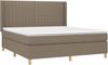 vidaXL Boxspringbett mit Matratze & LED Taupe 160x200 cm Stoff 3139049 Bild 4