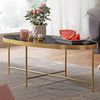 Wohnling Design Couchtisch Glas Schwarz - Oval 110x56 cm mit Gold Metallgestell Bild 2