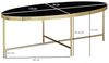 Wohnling Design Couchtisch Glas Schwarz - Oval 110x56 cm mit Gold Metallgestell Bild 3