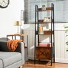 FurnitureR Leiter Bücherregal, Industrielle Aufbewahrungsregal, 5-Tier Display Offenes Regal mit Schublade für Wohnzimmer Schlafzimmer Home Office Küche Garten, 42.5 x 29 x 141CM, Braun Bild 2