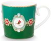 PiP Studio Becher Love Birds Medallion Emerald-Green Henkelbecher Large 0,25l Set2, Porzellan Bild 2