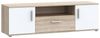 Forte IKOLI TV Schrank 140 150, modernes Lowboard mit 2 Türen und 1 Schublade, offenes Fach, Wohnzimmer, Holzwerkstoff, Weiß mit Sonoma Eiche Holzdekor, 144,6 cm breit x 43,3 cm hoch x 41,3 cm tief Bild 3