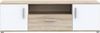 Forte IKOLI TV Schrank 140 150, modernes Lowboard mit 2 Türen und 1 Schublade, offenes Fach, Wohnzimmer, Holzwerkstoff, Weiß mit Sonoma Eiche Holzdekor, 144,6 cm breit x 43,3 cm hoch x 41,3 cm tief Bild 2