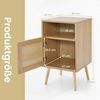 FANTASK 2er Set Nachttisch mit offenem Regal & Tür, 2-TLG Beistelltisch aus Rattan, Nachtschrank Landhausstil für Schlafzimmer und Wohnzimmer, 40 x 39 x 70 cm (Natur) Bild 3