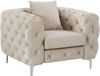 Vente-unique - EDWINA Sofa and armchair set SamtStoff Beige - B 91 cm x H 76 cm x L 162 cm106 cm220 cm Bild 5